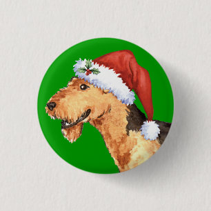 Happy Howliday Airedale 3 Cm Round Badge