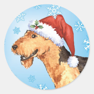 Happy Howliday Airedale Classic Round Sticker