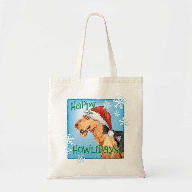 Happy Howliday Airedale Tote Bag (Front)