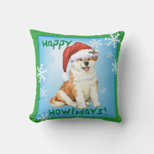 Happy Howliday Akita Cushion