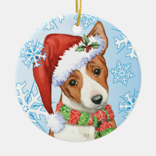 Happy Howliday Basenji Ceramic Ornament