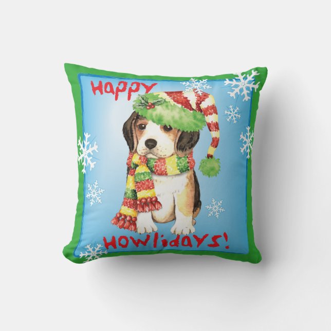 Happy Howliday Beagle Cushion (Front)