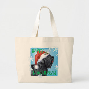 Happy Howliday Black Russian Terrier Large Tote Bag