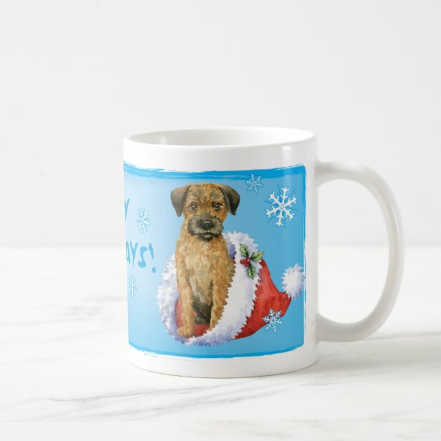 Happy Howliday Border Terrier Coffee Mug (Right)