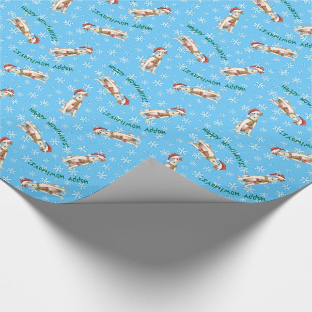 Happy Howliday Borzoi Wrapping Paper (Corner)