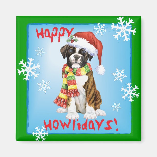 Happy Howliday Boxer Magnet (Front)