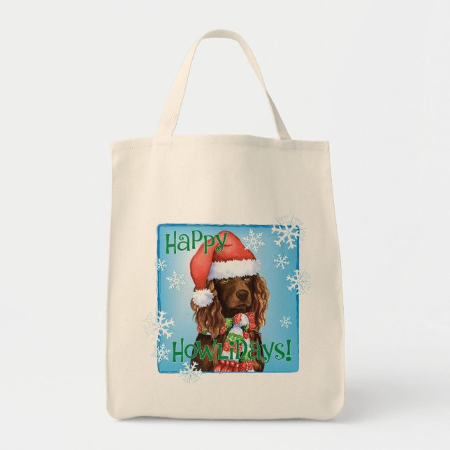 Happy Howliday Boykin Spaniel Tote Bag (Front)