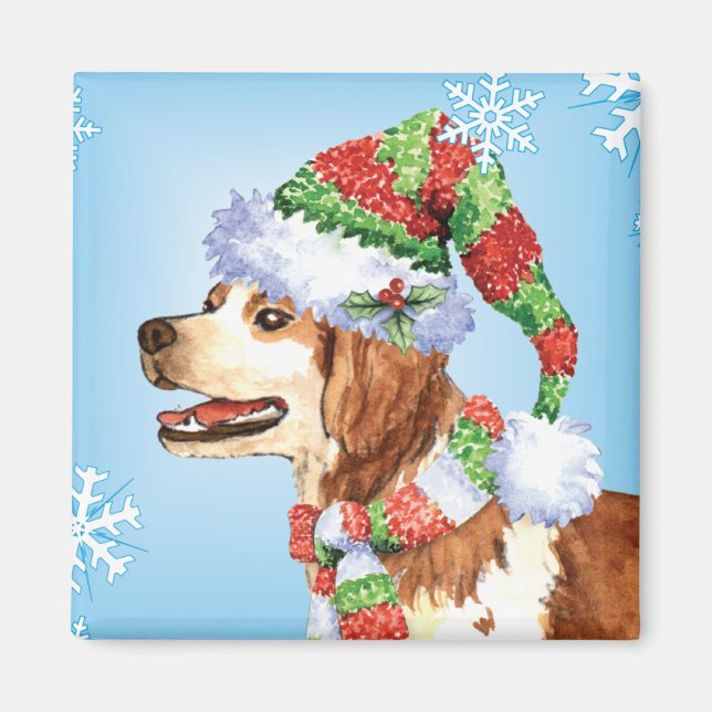 Happy Howliday Brittany Magnet (Front)