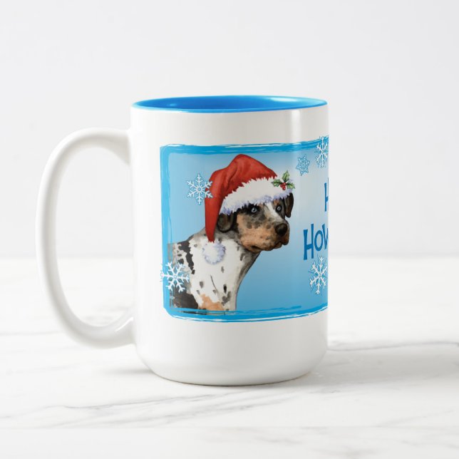 Happy Howliday Catahoula Two-Tone Coffee Mug (Left)