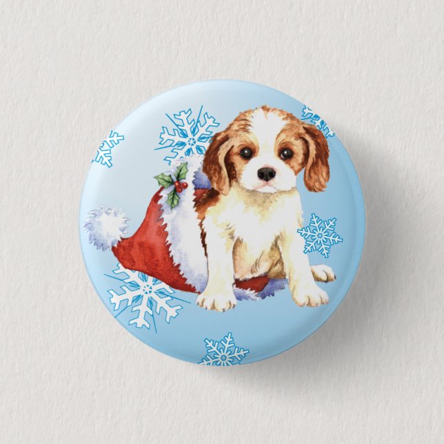 Happy Howliday Cavalier 3 Cm Round Badge (Front)