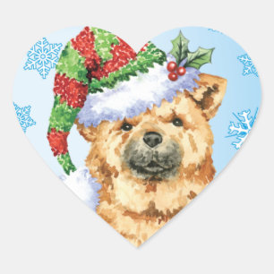Happy Howliday Chow Chow Heart Sticker