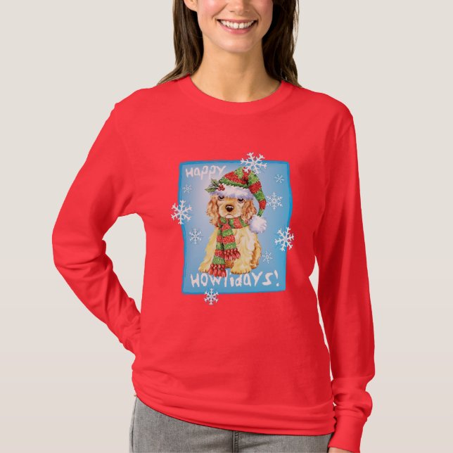 Happy Howliday Cocker Spaniel T-Shirt (Front)