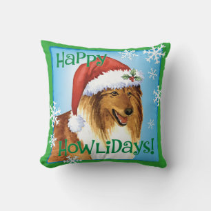 Happy Howliday Collie Cushion