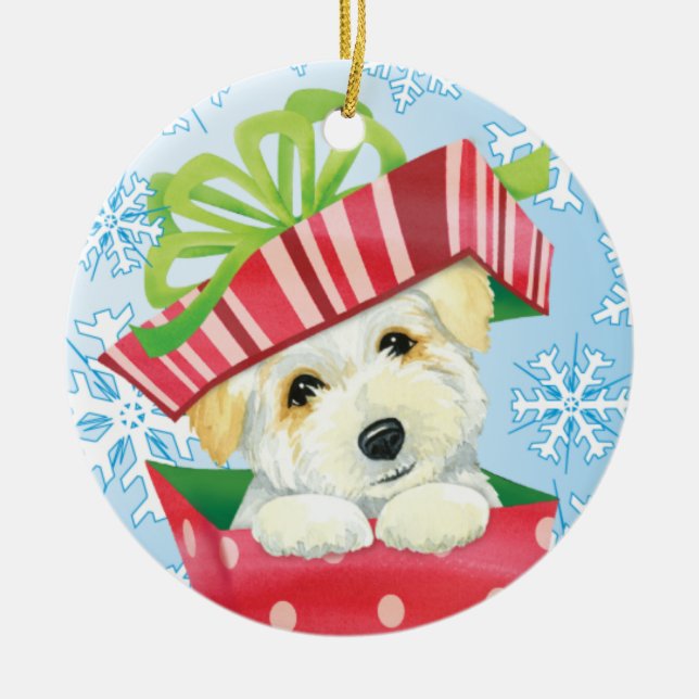 Happy Howliday Coton Ceramic Tree Decoration (Front)