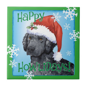 Happy Howliday Curly-Coated Retriever Tile