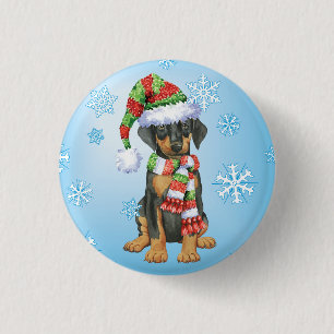Happy Howliday Doberman 3 Cm Round Badge