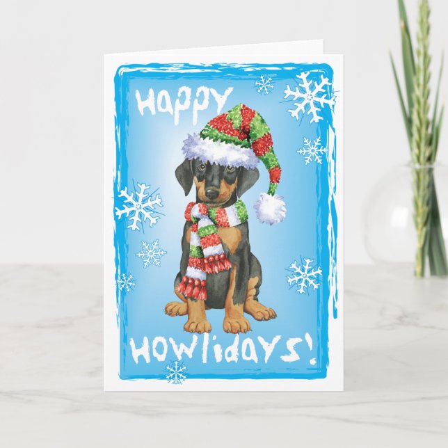 Happy Howliday Doberman Holiday Card (Front)