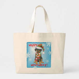 Happy Howliday Doberman Large Tote Bag