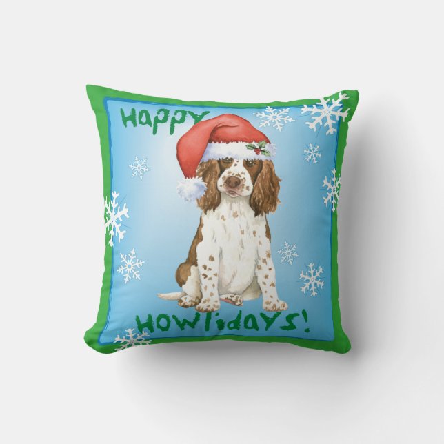 Happy Howliday English Springer Spaniel Cushion (Front)
