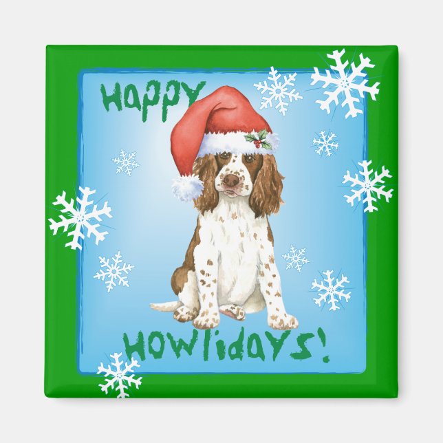 Happy Howliday English Springer Spaniel Magnet (Front)