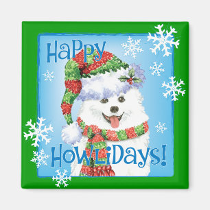 Happy Howliday Eskimo Dog Magnet
