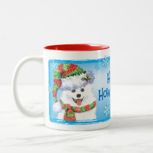 Happy Howliday Eskimo Dog Two-Tone Coffee Mug