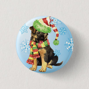 Happy Howliday German Shepherd 3 Cm Round Badge