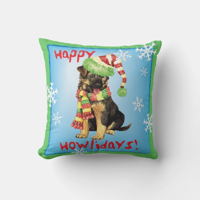 Happy Howliday German Shepherd Cushion (Front)