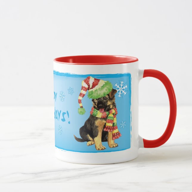 Happy Howliday German Shepherd Mug (Right)