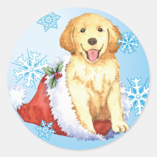 Happy Howliday Golden Retriever Classic Round Sticker