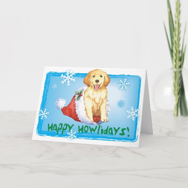 Happy Howliday Golden Retriever Holiday Card (Front)