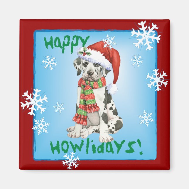 Happy Howliday Great Dane Magnet (Front)