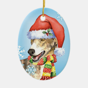Happy Howliday Greyhound Ceramic Tree Decoration