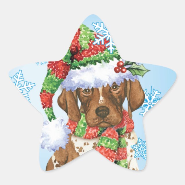 Happy Howliday GSP Star Sticker (Front)