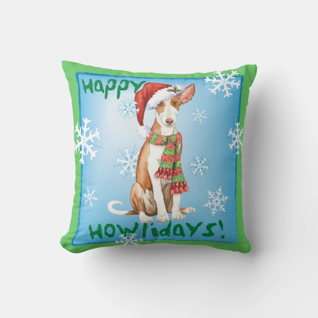 Happy Howliday Ibizan Hound Cushion (Front)