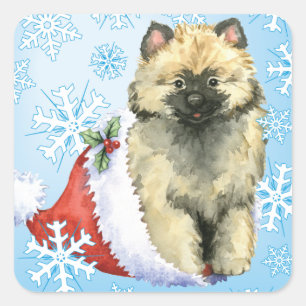 Happy Howliday Keeshond Square Sticker