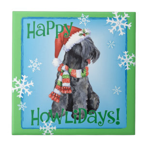 Happy Howliday Kerry Blue Terrier Ceramic Tile