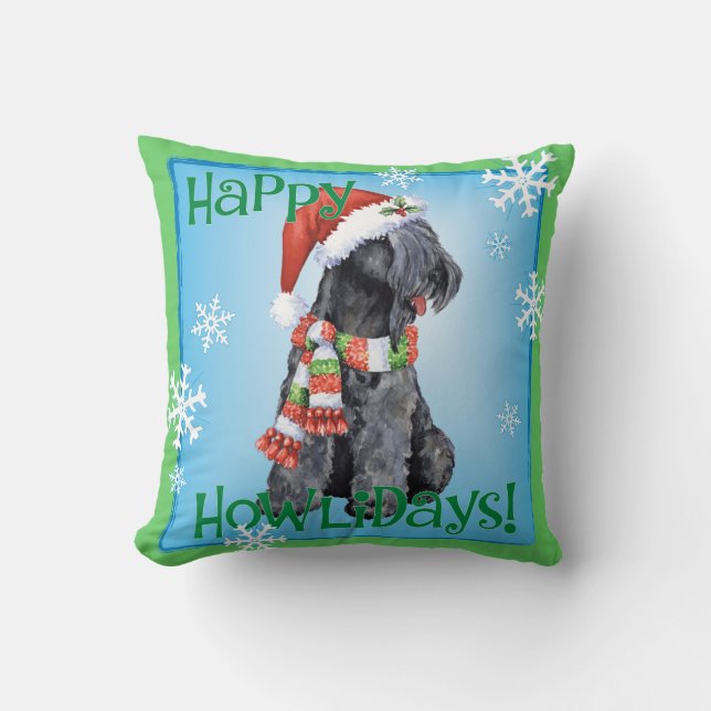 Happy Howliday Kerry Blue Terrier Cushion (Front)