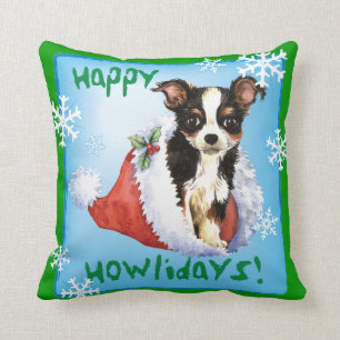 Happy Howliday Long Coat Chihuahua Cushion
