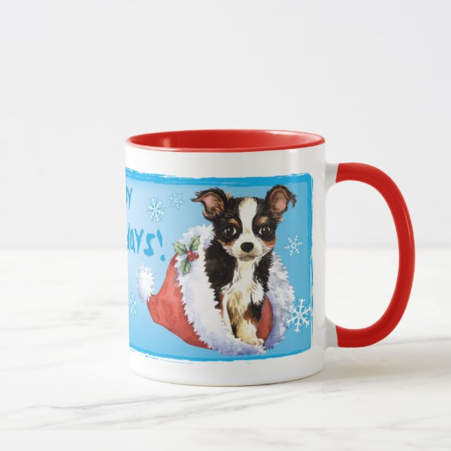 Happy Howliday Long Coat Chihuahua Mug (Right)