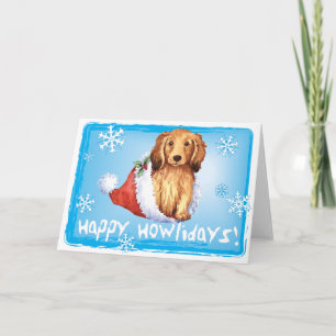 Happy Howliday Longhaired Dachshund Holiday Card