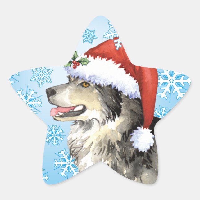Happy Howliday Malemute Star Sticker (Front)