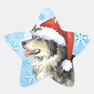 Happy Howliday Malemute Star Sticker
