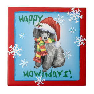Happy Howliday Miniature Poodle Ceramic Tile