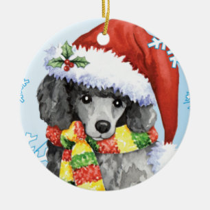Happy Howliday Miniature Poodle Ceramic Tree Decoration