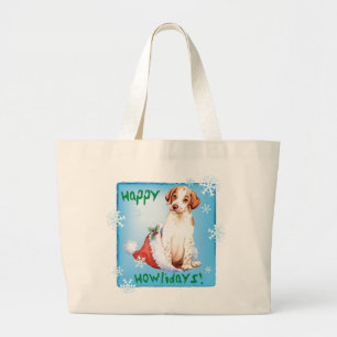 Happy Howliday Pointer Large Tote Bag