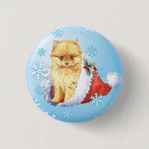 Happy Howliday Pomeranian 3 Cm Round Badge
