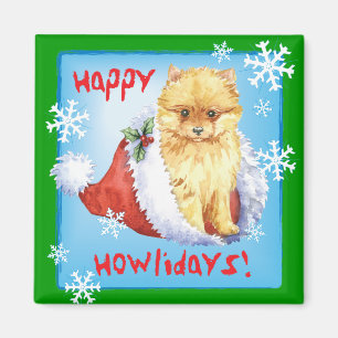 Happy Howliday Pomeranian Magnet