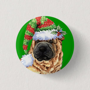 Happy Howliday Shar-Pei 3 Cm Round Badge