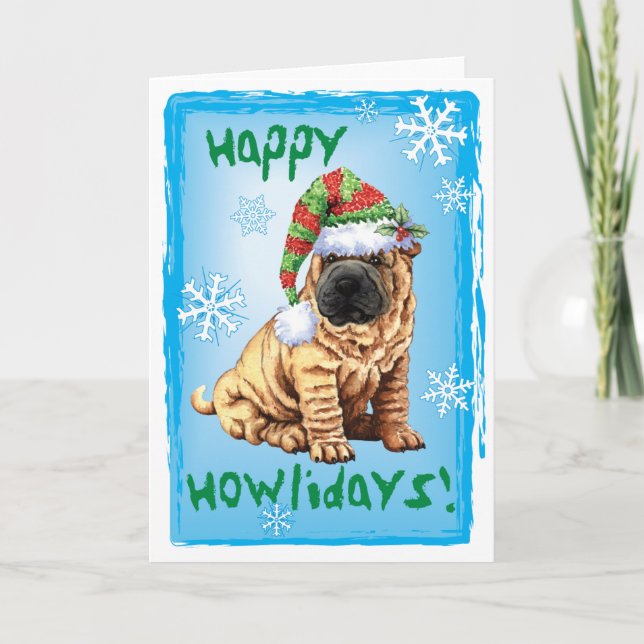 Happy Howliday Shar-Pei Holiday Card (Front)